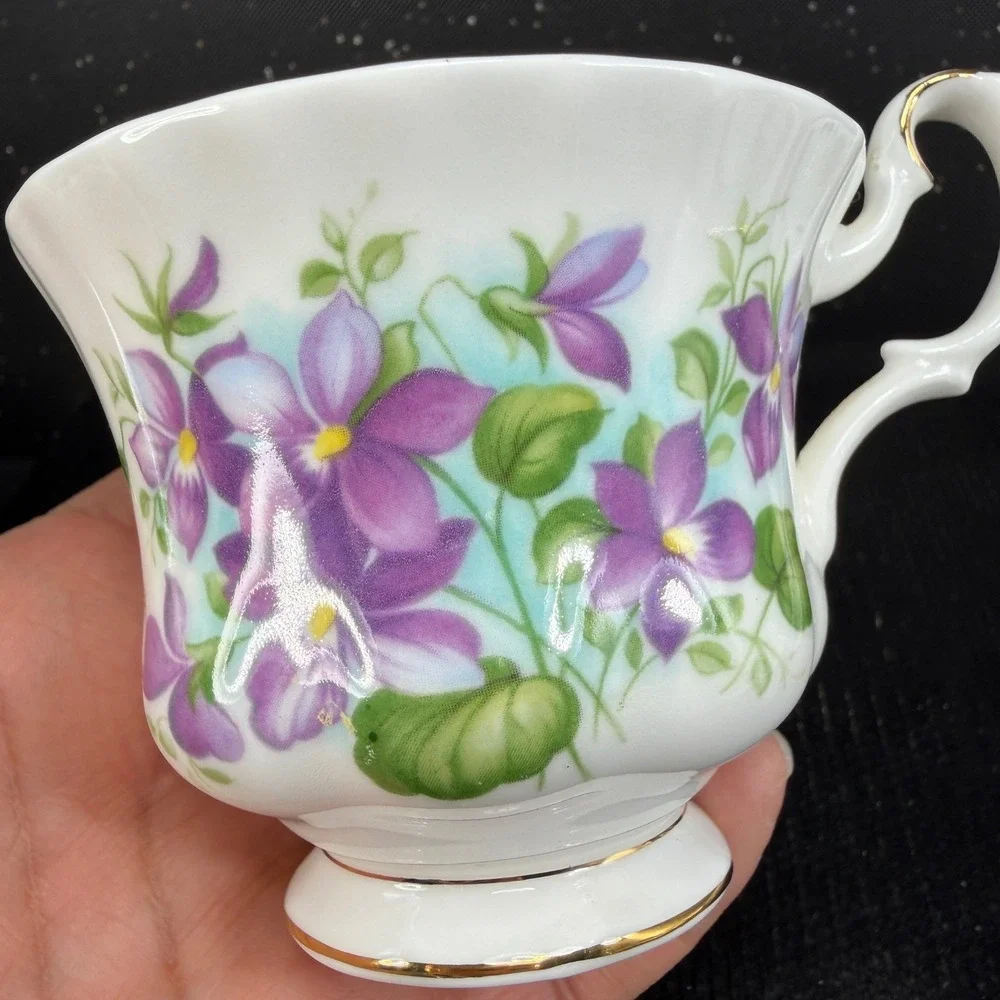 Royal Albert February Violets Flower of the Month Teacup and Saucer Set England
